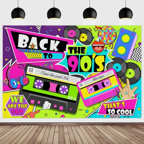 Telón de fondo de regreso a los años 90 para decoraciones de fiesta, 7 x 5 pies, fondo retro de fotografía de graffiti hip-hop para fiesta de