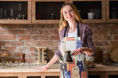 Miniatura 4 de Delantal de cocina ajustable impermeable para mujeres con 2 bolsillos, delantal de chef de cocina, jardinería, divertidos delantales de barbacoa