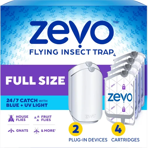 Miniatura 6 de Zevo 2 trampas para insectos voladores y 2 cartuchos de recarga. Trampa para moscas enchufable y atrapa insectos de interior para mosquitos, moscas