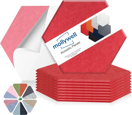 Miniatura 25 de Mollywell Paneles acústicos hexagonales, de alta densidad, insonorizantes, azulejos de fieltro decorativos para reducción de ruido para techos