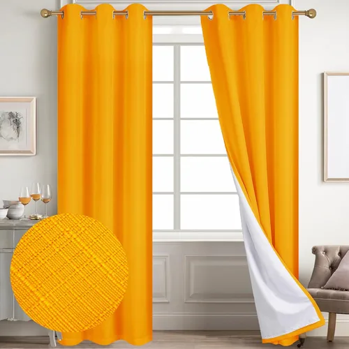 Miniatura 105 de Diraysid Cortinas 100% opacas de lino beige para dormitorio, con ojales, aislamiento térmico, cortinas de oscurecimiento de habitación
