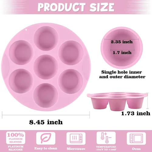 Miniatura 3 de Sakolla 2 Pack Moldes de Silicona para Huevos al Horno para Freidora de Aire, Molde Antiadherente de 7 Tazas para Freidora de Aire para Hornear