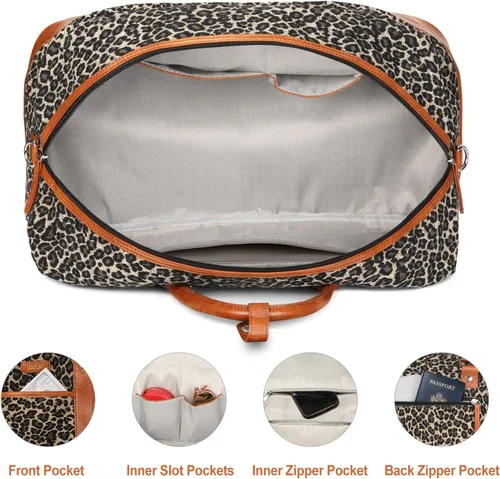 Miniatura 68 de IBFUN Bolsas de fin de semana para mujer, bolsa grande de lona para viaje, bolsa de viaje con compartimento para zapatos, 21 pulgadas, juego de 3