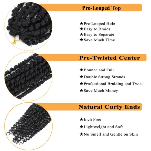 Miniatura 4 de Cabello Corto PassionTwist de 8 Pulgadas Cabello Pre-retorcido Passion Twists Cabello de Ganchillo Pre-enrollado Cabello Rizado de Ganchillo para 1b