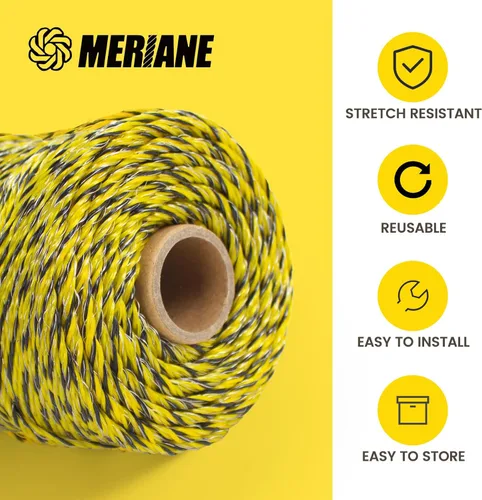 Miniatura 4 de MERIANE Alambre eléctrico para valla de 1/8 pulgadas, 656 pies/656.2 ft, resistente al desgaste UV, resistente a la corrosión, 6 hilos de acero