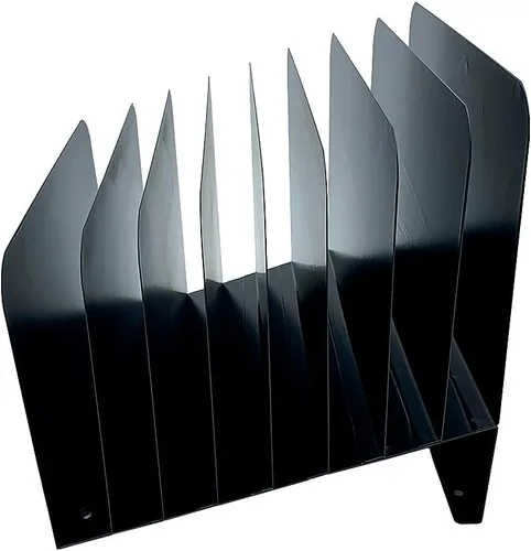 Miniatura 2 de Huron Carpeta organizadora de archivos de escritorio, inclinada inclinada, 8 ranuras, acero negro de grado comercial
