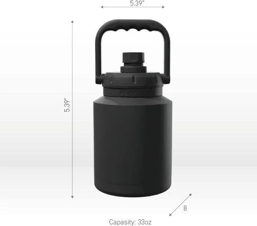 Miniatura 5 de Asobu Mini jarra de acero inoxidable de doble pared aislada al vacío de 33 onzas con asa de mano completa fácil de transportar y popote desplegable