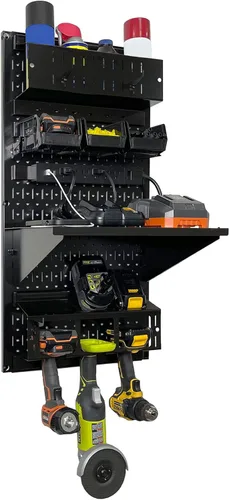 Miniatura 3 de Wall Control Kit organizador de almacenamiento de herramientas eléctricas, soporte inalámbrico para taladro, estación de carga, 16 x 32 pulgadas