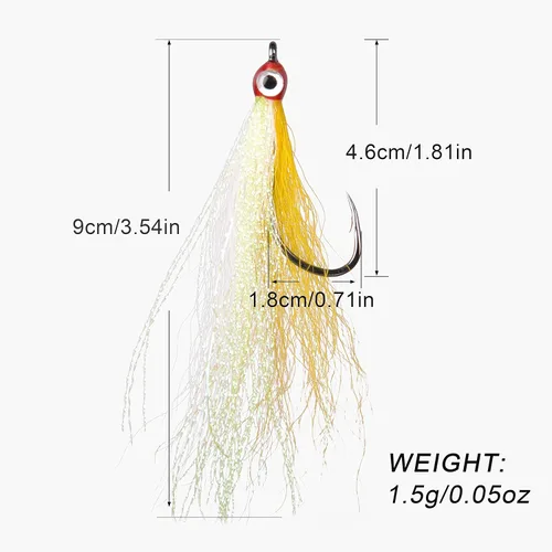 Miniatura 3 de Clouser Minnow - Señuelo de pesca con mosca, señuelo de pesca con mosca de agua salada, moscas de lubina a rayas de pesca con cola de buque