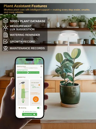 Miniatura 5 de Luz de cultivo con soporte, luz LED para plantas de interior, lámpara de cultivo de espectro completo, altura ajustable (blanco, 12 W)