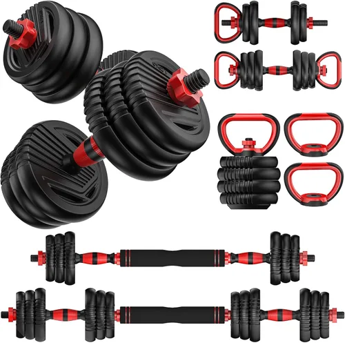 Juego de mancuernas ajustables de 20 libras/35 libras/55 libras/70 libras/90 libras, juego de pesas 4 en 1, mancuernas, pesas rusas, pesas rusas, 70