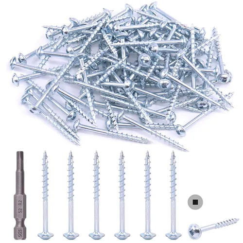 Miniatura 14 de Hilitchi Tornillos de acero de aleación #8 para agujeros de bolsillo de zinc resistentes a la intemperie, tornillos cuadrados con unidad cuadrada