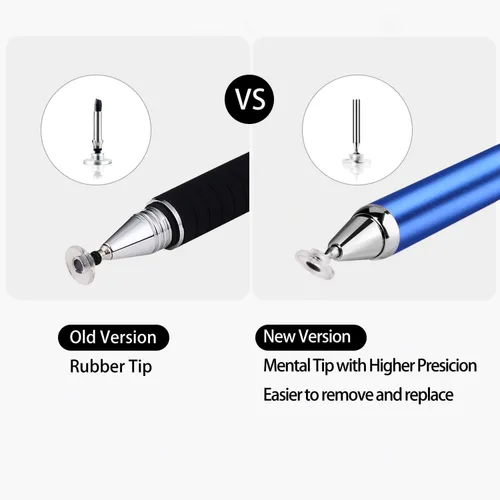 Miniatura 3 de Mixoo Bolígrafos para pantallas táctiles, paquete de 6 unidades, punta de disco y fibra 2 en 1, lápiz capacitivo universal de alta sensibilidad