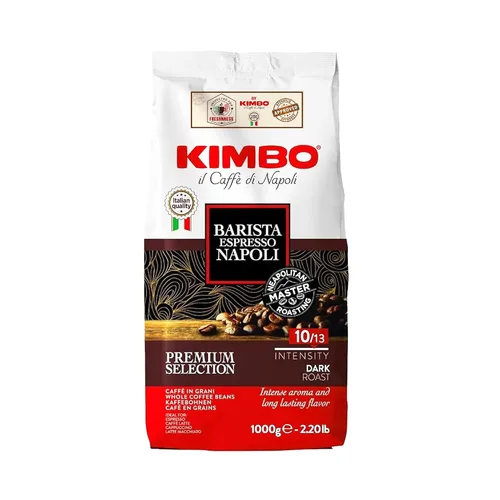Miniatura 4 de Kimbo Café en grano entero, aroma dorado, 100% café Acrabica, tostado oscuro medio, intensidad 9/13, bolsa de 2.2 libras (35.27 onzas)