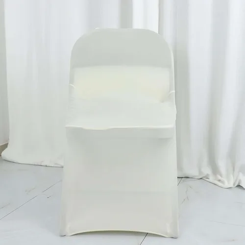 Miniatura 4 de Tableclothsfactory Funda de silla plegable ajustable con diseño de roseta de satén marfil