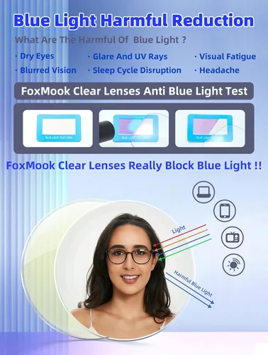 Miniatura 6 de Anteojos con bloqueo de luz azul redondos para mujeres y hombres, anteojos para computadora, anti fatiga ocular/UV/resplandor, anteojos