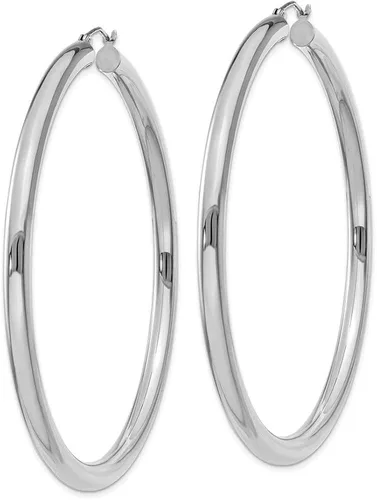 Miniatura 2 de Pendientes de aro de tubo ligeros de 0.157in, de oro blanco de 14 quilates, estilo T866L de 2.559in