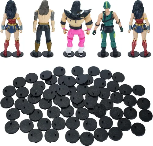 SIXPOINTS 70 piezas de soporte para figuras de acción de 6 pulgadas, base de plástico negro, soportes de soporte de modelo compatibles con figuras