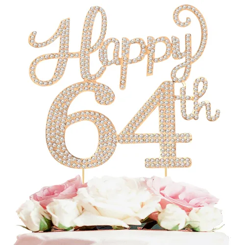 Miniatura 139 de LASKYER Decoración de feliz cumpleaños número 10, decoración de pastel de diamantes de imitación dorados de 10º cumpleaños – Letrero de metal