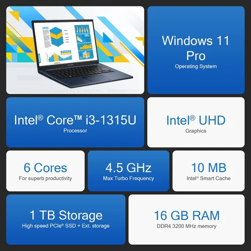 Miniatura 2 de ASUS Vivobook Laptop FHD de 14 pulgadas para estudiantes de negocios 2025, computadora alimentada por IA, Intel i3 de 6 núcleos, 16 GB de RAM y 1 TB