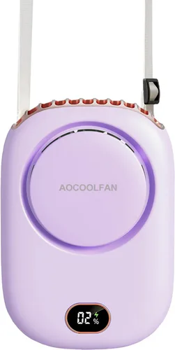Miniatura 11 de AOCOOLFAN Ventilador de cuello portátil, mini ventilador de mano personal pequeño recargable por USB de 3 velocidades para niñas, niños y mujeres