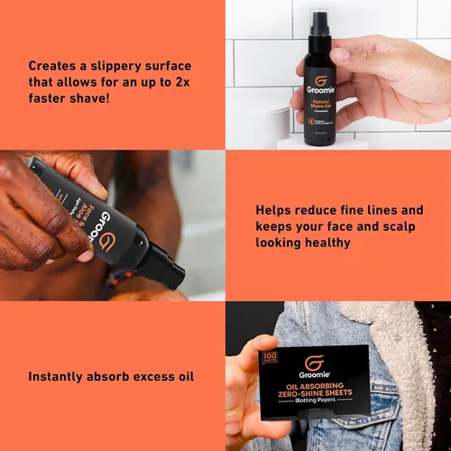 Miniatura 6 de Groomie BaldiePro - Afeitadora eléctrica de cabeza para hombres calvos, incluye funda de viaje, base de carga y kit de accesorios, desodorante