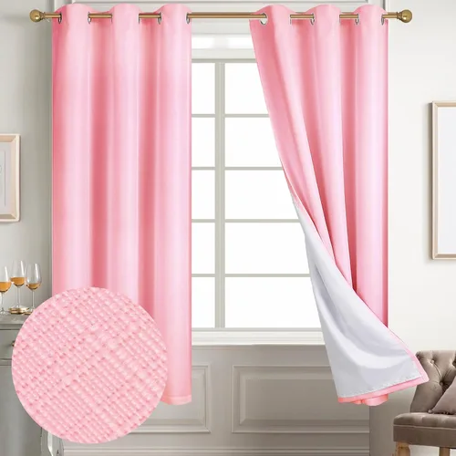 Miniatura 90 de Diraysid Cortinas 100% opacas de lino beige para dormitorio, con ojales, aislamiento térmico, cortinas de oscurecimiento de habitación