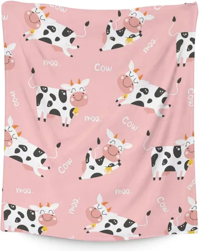 Miniatura 25 de Manta de vaca para niñas pequeñas, tamaño de regazo de 30 x 40 pulgadas, manta de felpa suave y peluda para regalo, manta negra linda para cama, sofá