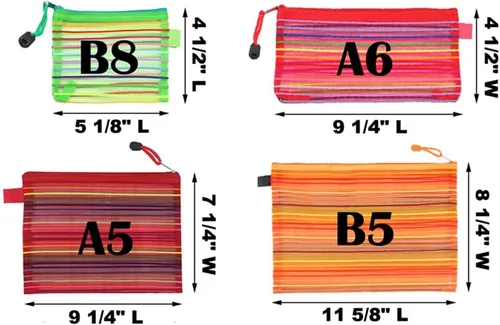 Miniatura 2 de Muka 24 bolsas con cremallera a rayas de arco iris, bolsas de almacenamiento para organizador, viajes y oficina, verde-B5