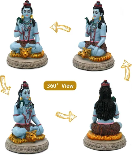 Miniatura 2 de alikiki Estatua hindú de Dios Señor Shiva – 5.7 pulgadas de alto, ídolo Shiva Murti Pooja, artículo Puja Diwali regalos para boda india, baby