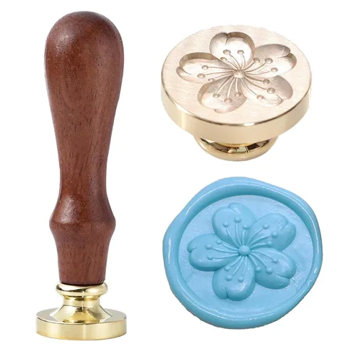 Sello de cera de cereza, sello de cera de sellado de flores, sello floral extraíble para tarjetas, sobres, invitaciones, envoltura de regalos