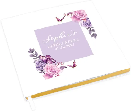 Miniatura 8 de Andaz Press Libro de invitados de quinceañera personalizado con detalles dorados, 120 páginas de 8.5 x 8.5 pulgadas, álbum de fotos de tapa dura