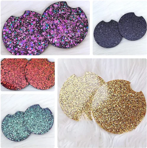 Miniatura 5 de 2 piezas DIY Sun Flower Style Car Coaster Moldes de silicona de resina epoxi moldes de fundición para tapetes, decoración del hogar, moldes