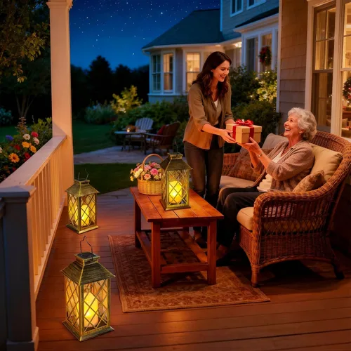 Miniatura 3 de TAKE ME Faroles solares de 14 pulgadas para exteriores, impermeables, para jardín, sin llama, para mesa, al aire libre, fiestas, regalos del día