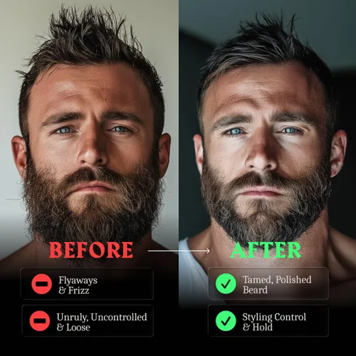 Miniatura 9 de Striking Viking Bálsamo para barba para hombres – Acondicionador para barba sin enjuague – Bálsamo de peinado hecho con mantequilla de barba