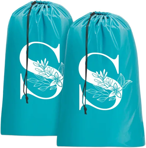 Miniatura 9 de Sylfairy Paquete de 2 bolsas de lavandería de viaje extra grandes, organizador de ropa sucia con cordón, bolsas de lavandería de viaje resistentes