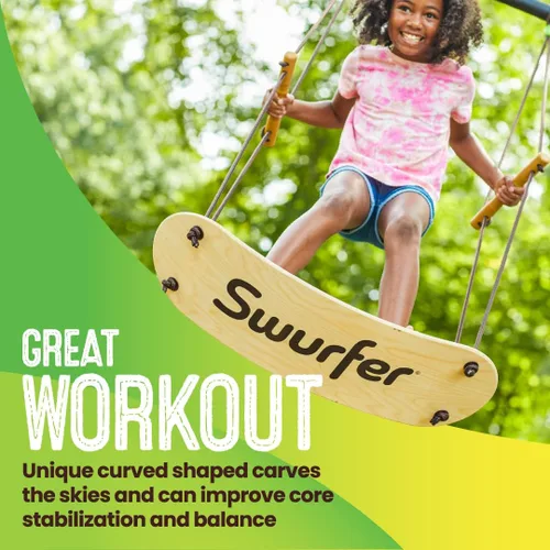 Miniatura 4 de Swurfer Stand Up TreeSkate Columpio para exteriores - Columpio de árbol para niños con asas ajustables, equipo de juego al aire libre para niños