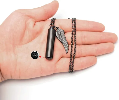 Miniatura 5 de Dletay - Collar de urna de cremación para cenizas colgante de recuerdo con alas de ángel acero inoxidable