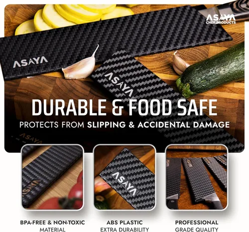 Miniatura 3 de Asaya Protectores profesionales para filos de cuchillos, cubiertas universales de cuchilla, extra resistencia, plástico ABS y forro de fieltro sin