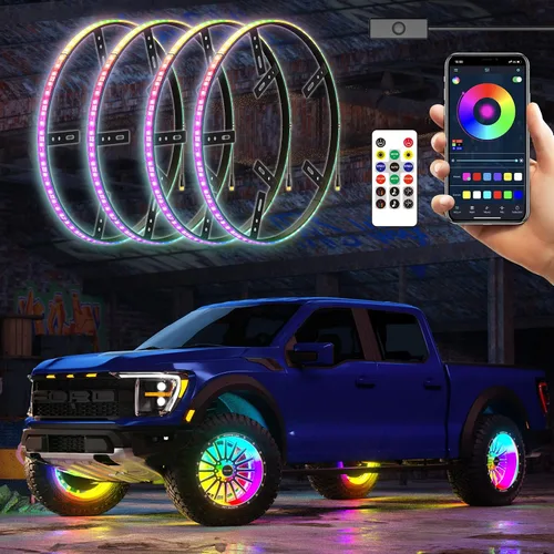 Miniatura 11 de Luces de rueda SUNPIE para camiones, luces de anillo de rueda de color de ensueño para coches con amplio ángulo para SUV con llanta de 17 pulgadas
