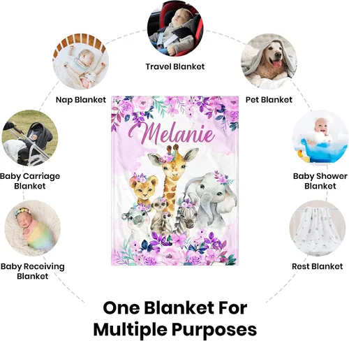 Miniatura 7 de Manta de Bebé Personalizada para Niñas, Manta de Bebé Personalizada con Nombre Súper Suave Mantas con Nombre Personalizado para Niños, Mantas