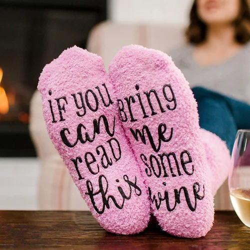 Miniatura 24 de CHANGGER Calcetines unisex con texto en inglés "If You Can Read This Bring Me Some Fuzzy Funny Saying Crew Socks Christmas Unisex Gift