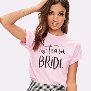 Miniatura 2 de Camisa de novia para mujer, camiseta de boda para luna de miel, camisas divertidas para novia, vacaciones, manga corta, despedida de soltera
