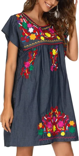 YZXDORWJ - Vestido estilo mexicano, bohemio, campesino, para mujer, falda casual, talla extra grande XXL.