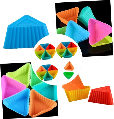 Miniatura 4 de Ciieeo 20 piezas de taza triangular para muffins, tazas de postre, moldes de pastelería, moldes para magdalenas, moldes para hornear bricolaje