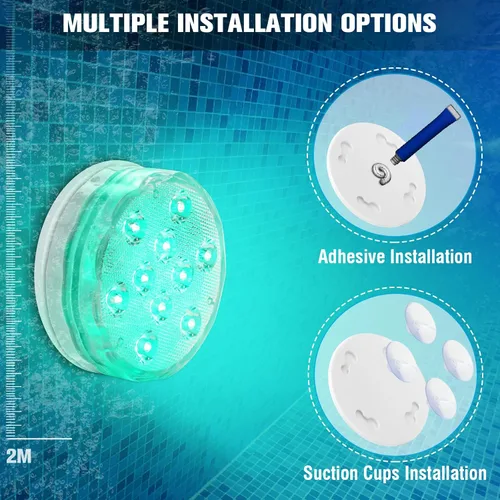 Miniatura 2 de Qoolife - Luces para piscina recargables sumergibles con mando a distancia, impermeables, carga subacuática, operadas por batería, controladas, 25