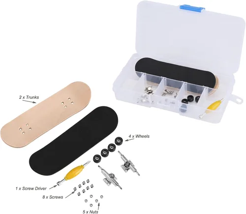 Miniatura 5 de GLOGLOW Fingerboard - Patineta profesional de madera de arce de 1.339 in con camiones de aleación, ruedas CNC, herramientas, funda de plástico