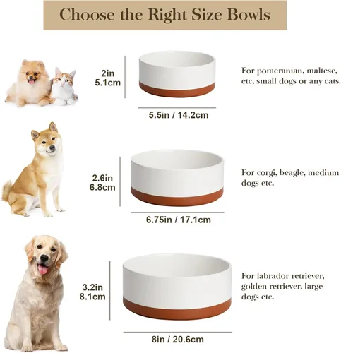 Miniatura 2 de MALACASA Cuencos para Perros, Cuencos de Cerámica para Comida y Agua para Perros de Tamaño Pequeño, Tazón para Mascotas de 1.5 Tazas de Capacidad