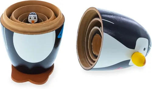 Miniatura 4 de BestPysanky Juego de 5 muñecas de madera de pingüinos de 5 pulgadas