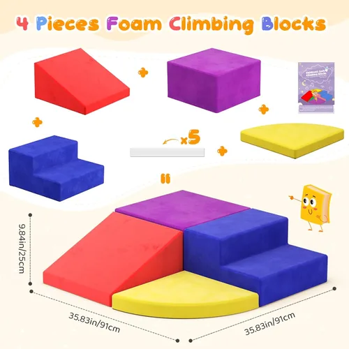 Miniatura 7 de Lischwert Bloques de escalada de espuma para niños pequeños de 1 a 3 años, juego suave de 4 piezas con juguetes de exploración para gatear, bloques